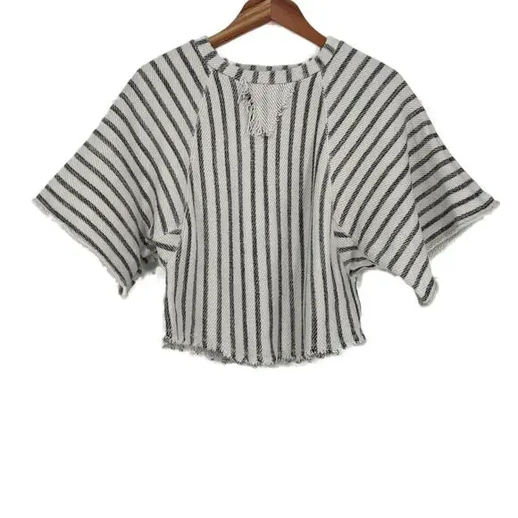 Anthropologie Dolan Coastal Stripes Cropped Pullover Top size Small - Picture 7 of 13